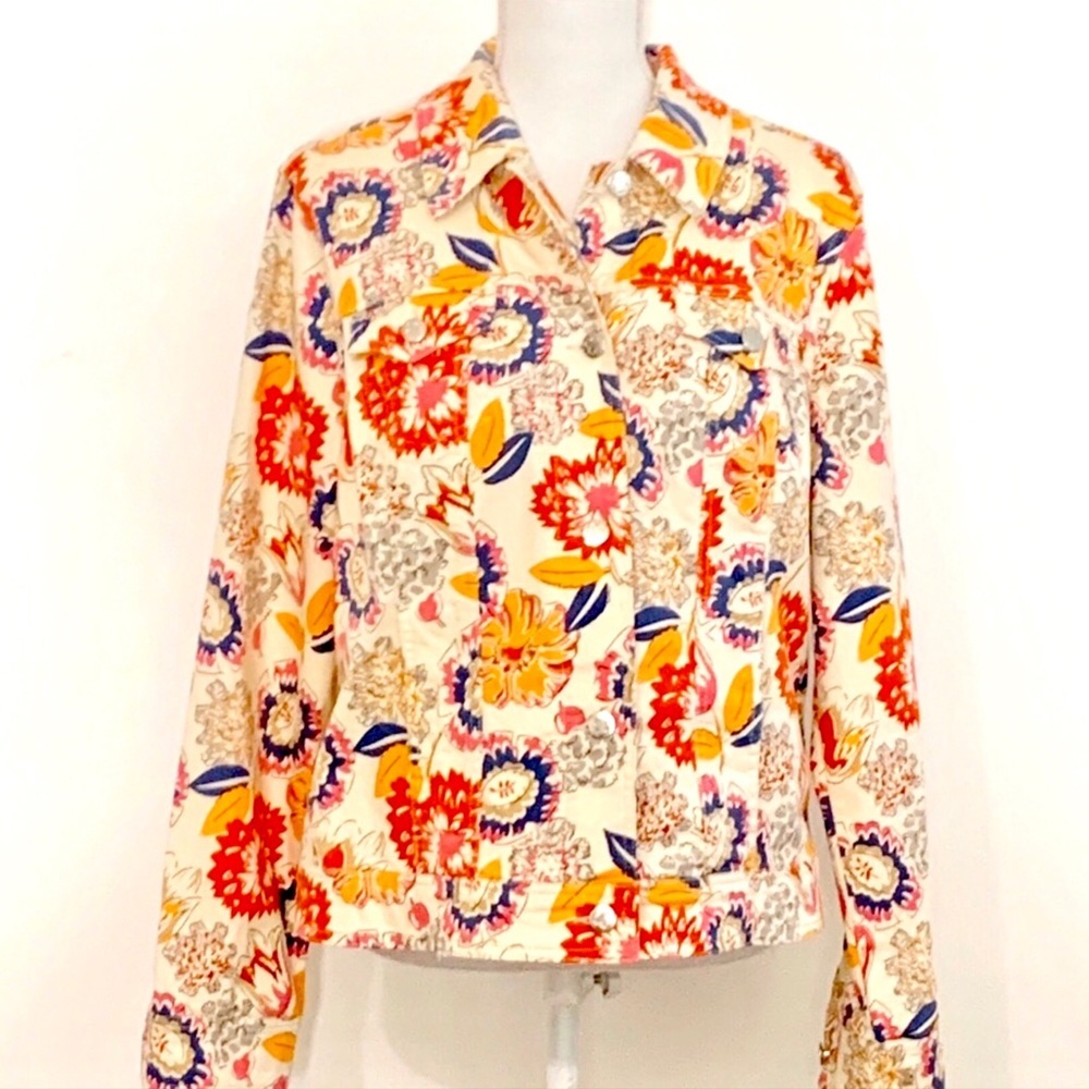 ✔️LIZ CLAIBORNE|Denim Floral Jacket|Medium